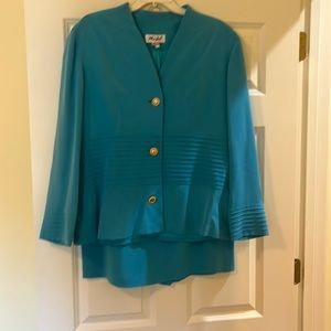 100% silk skirt suit in teal